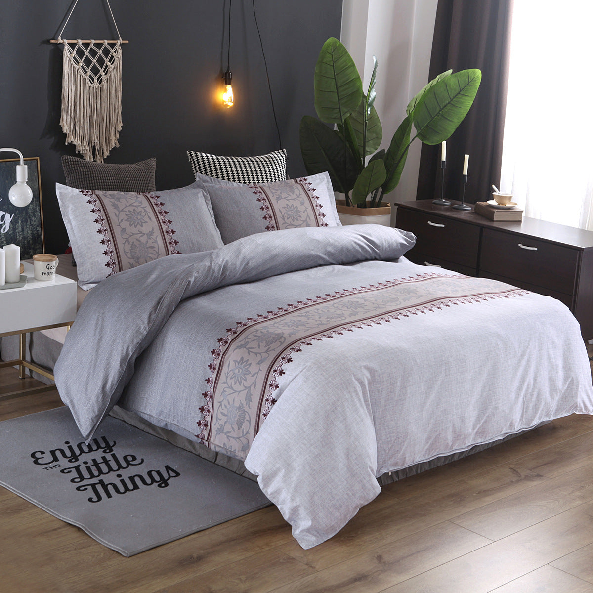 Bohemia style Duvet Cover plain color pattern retro style 2/3pcs Duvet Cover Sets Soft Polyester Bed Linen Flat Pillowcase eprolo