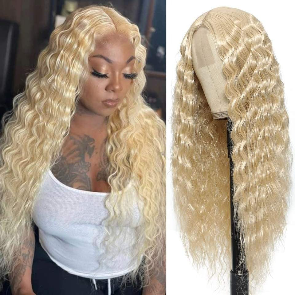 European and American Women's Wig Small Lace Center Deep Wave Long Curly Wig Headband Lace Wigs Shello Creative Boutique