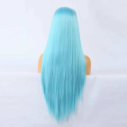 Blue Long Straight Lace Front Wig - Large Lace Synthetic - Shello's Creative Boutique