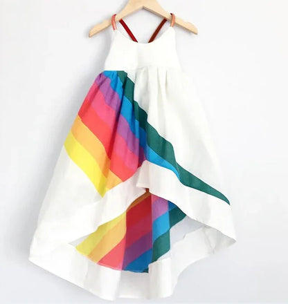 Princess Dress Kid Baby Girls Party Pageant Cute Sleeveless Backless Strap Rainbow Beach Tutu Dresses - Shello's Creative Boutique