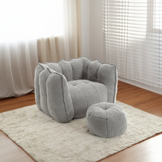 Soft Bean Bag Chair with High Resilient Foam(Chips)for living room and bedroom,Comfortable Square Lazy Sofa with Footstool eprolo