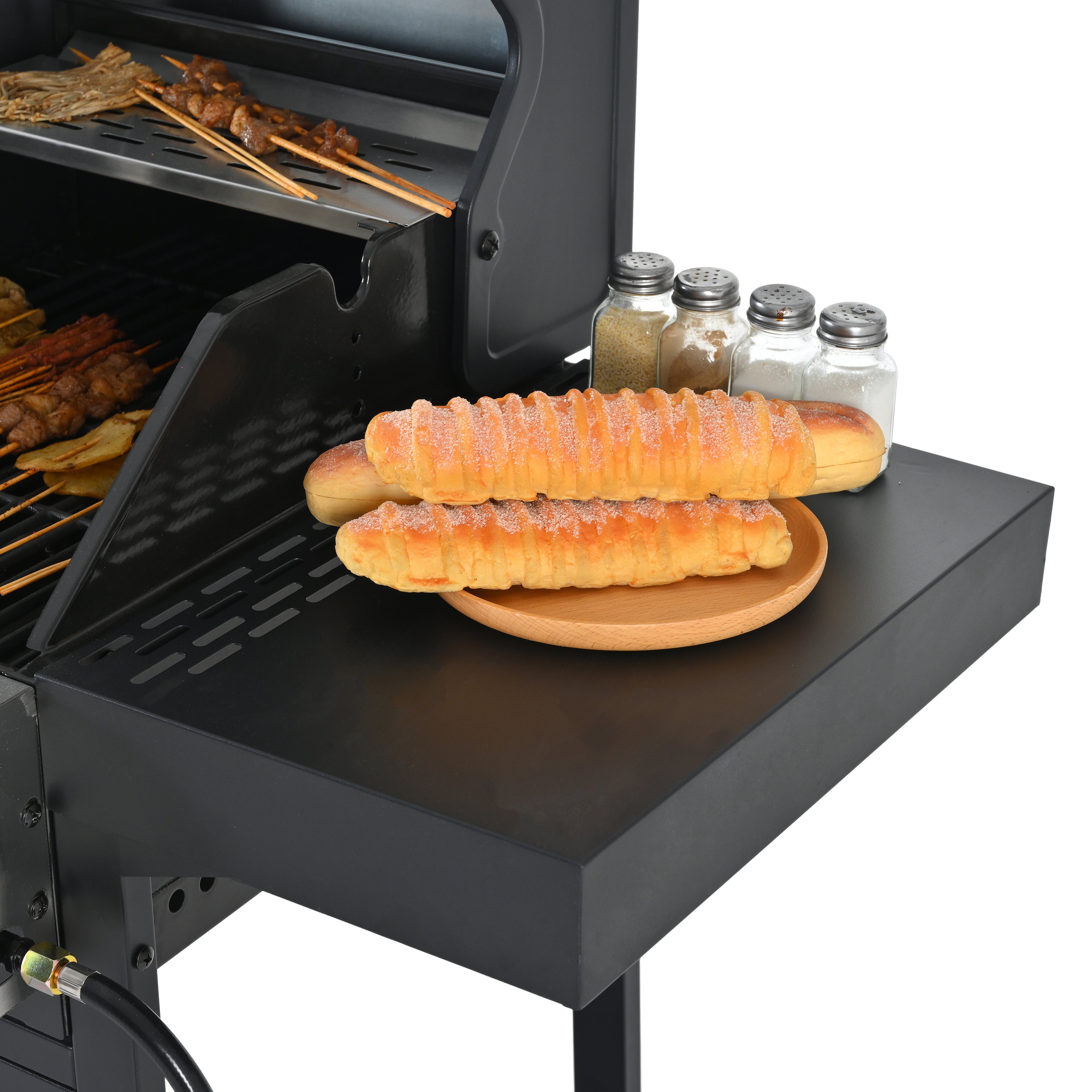 2+2 multifunctional gas barbecue grill and covered grill combination for outdoor cooking - barbecue, barbecue, pizza. eprolo
