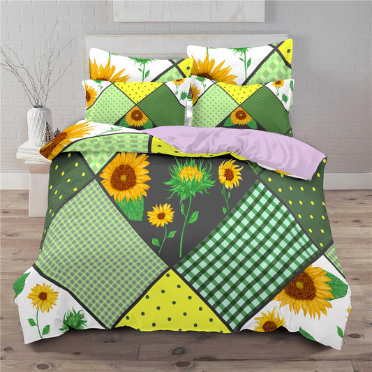 3 piece bedding set with sunflower pattern 3D digital printing quilt set eprolo