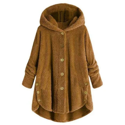Button down plush top irregular solid color jacket - Shello's Creative Boutique
