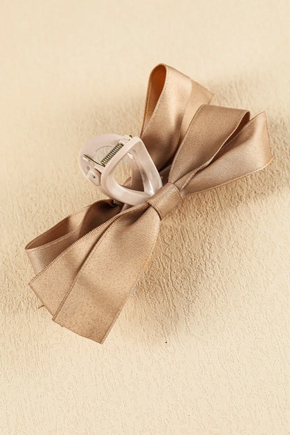 White Solid Color Ribbon Bow Decor Hair Clip – Elegant Viscose Hair Accessory for Women - Shello's Creative Boutique