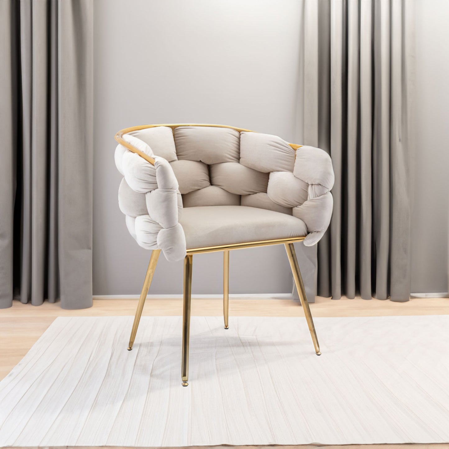 Luxury modern simple leisure velvet single sofa chair bedroom manicure table back chair beige Shello Creative Boutique