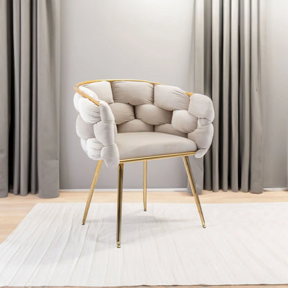 Luxury modern simple leisure velvet single sofa chair bedroom manicure table back chair beige - Shello's Creative Boutique