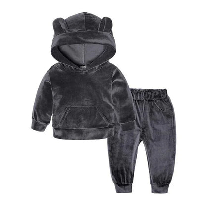 Children Sport Suit - Gold Velvet Tracksuit (1-8 Years) - Shello's Creative Boutique