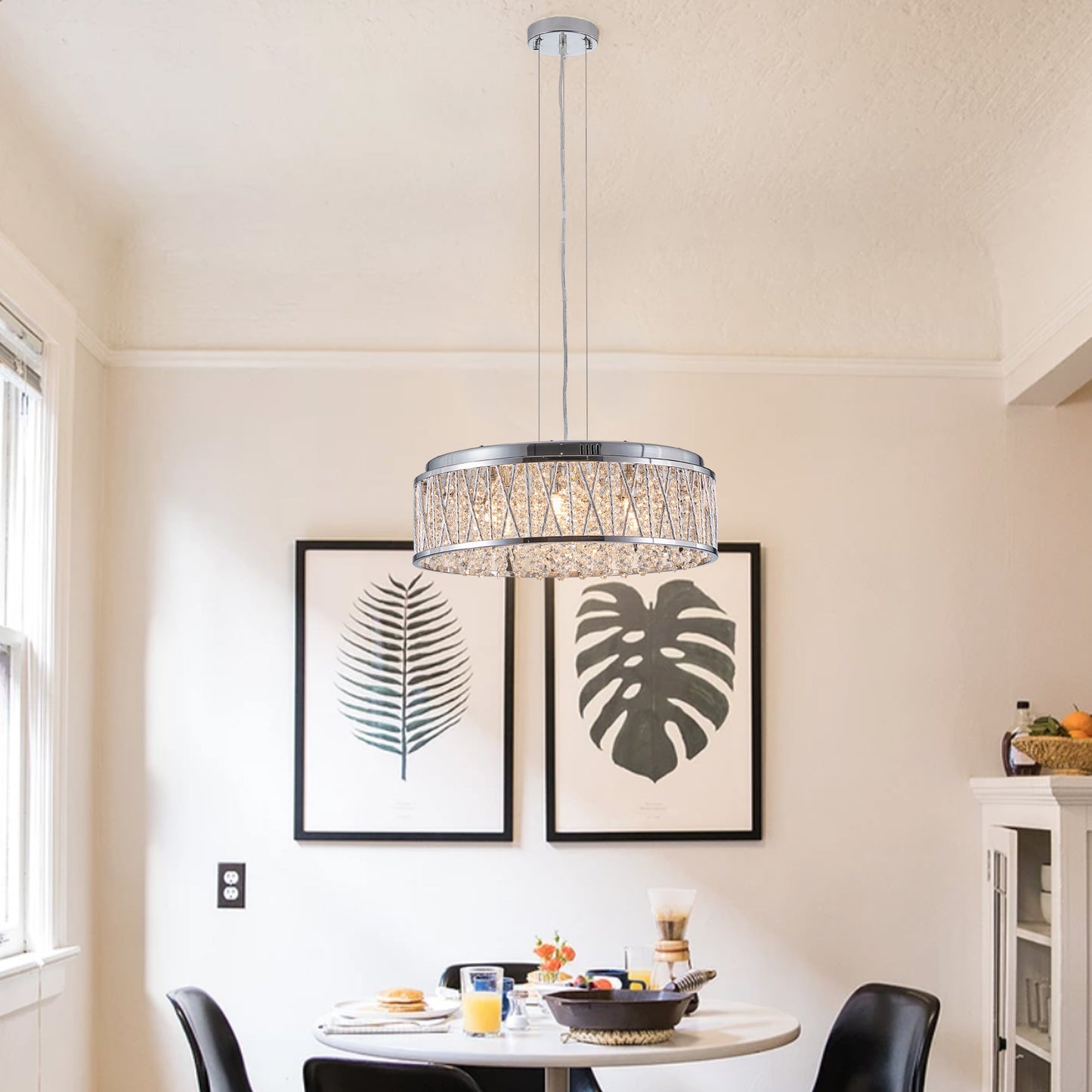 Modern Crystal Pendant 18.9-inch Aluminum+Iron Circular Ceiling Light Embedded Ceiling Fixture eprolo