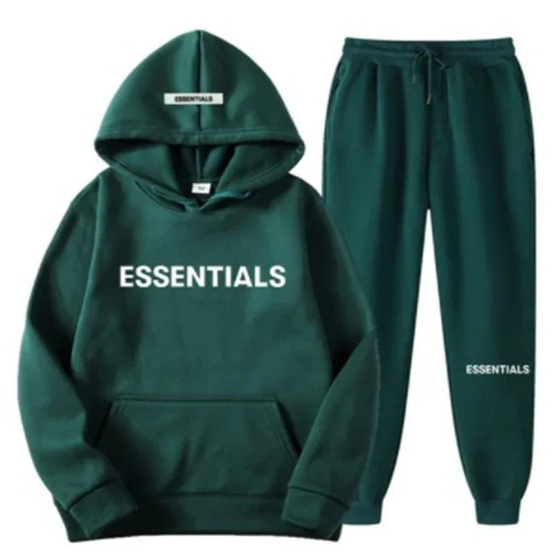 FEAR OF GOD ESSENTIALS Couple Suit Men's and Women's Double Line Hoodie High Street Fashion Brand Autumn and Winter Two piece Set - Shello's Creative Boutique