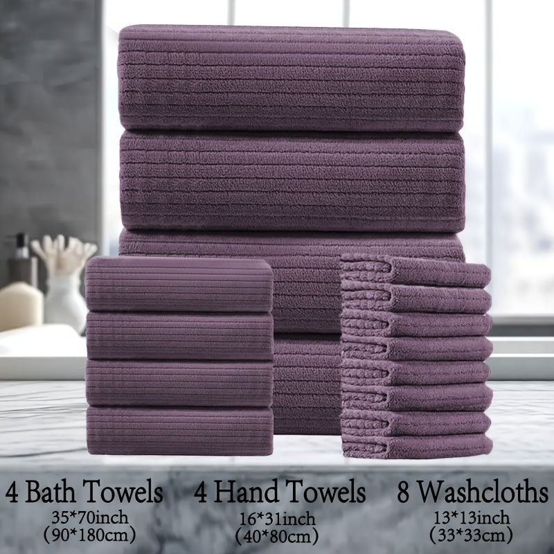 16 Piece Microfiber Bath Towel Set - Quick-Dry & Absorbent