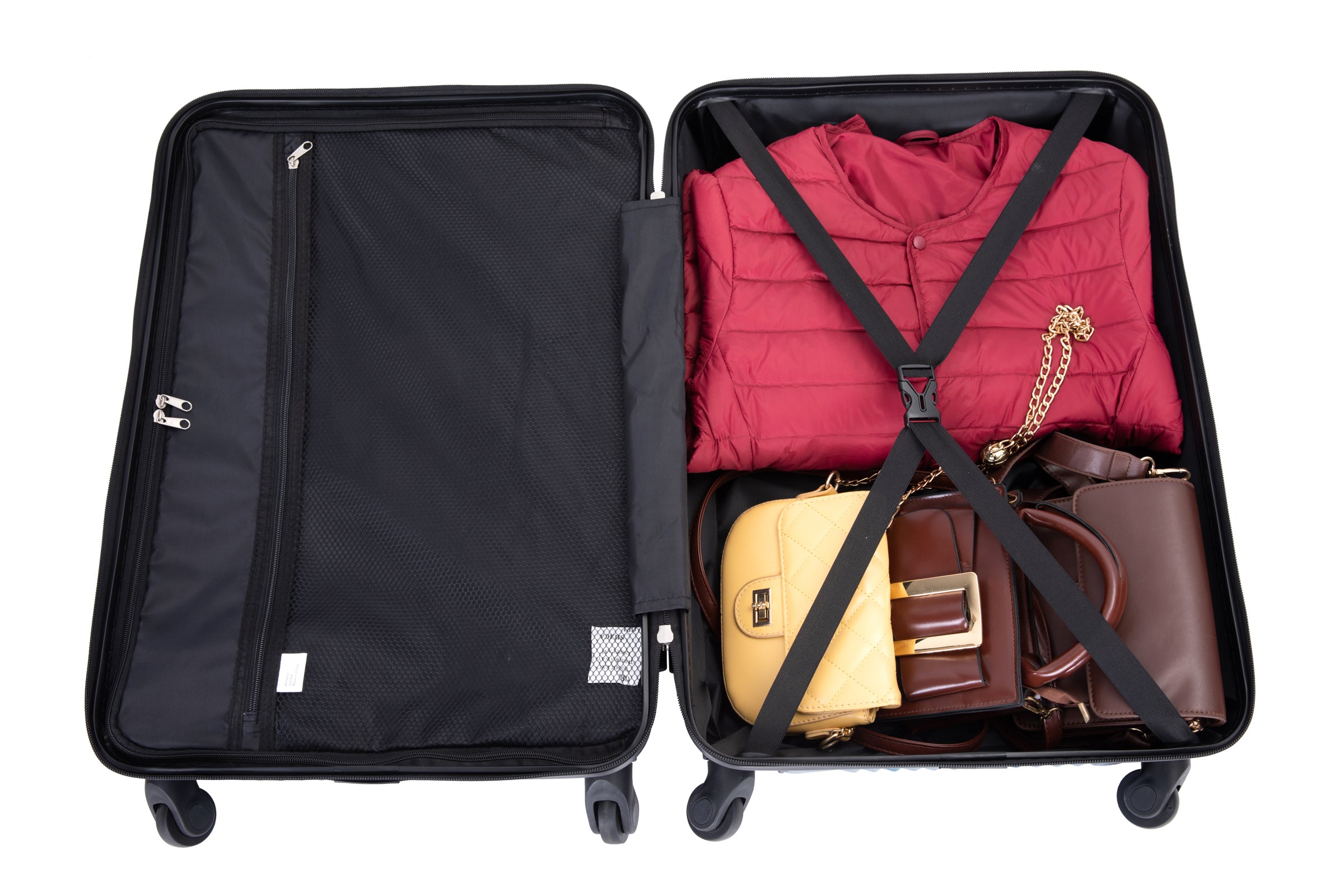 3 Piece Luggage Sets PC+ABS Lightweight Suitcase with Two Hooks Spinner Wheels (20/24/28) Red eprolo