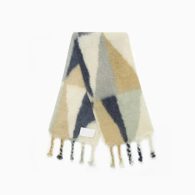 Scarf Women Men Winter Blanket Shawl Wraps Warm Mohair Scarves Geometry Print Cashmere - Shello's Creative Boutique