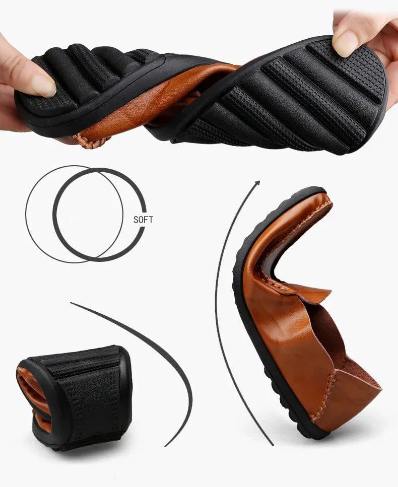 Men Designer Man Casual Shoes Brand Genuine Split Leather Shoes Italy Men Sneakers Non-slip Loafers Flats Driving Men Shoes - Shello's Creative Boutique