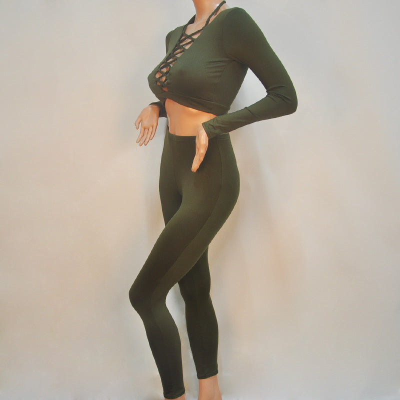2 pieces long sleeve bandage Sets Sexy Crop Tops And Pants Sets Party Sexy Club Bodycon Bandage Dress eprolo