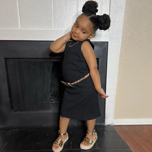 Children Clothing New Girls Solid Color Camisole Dress Casual Mid Length A Skirt - Shello's Creative Boutique