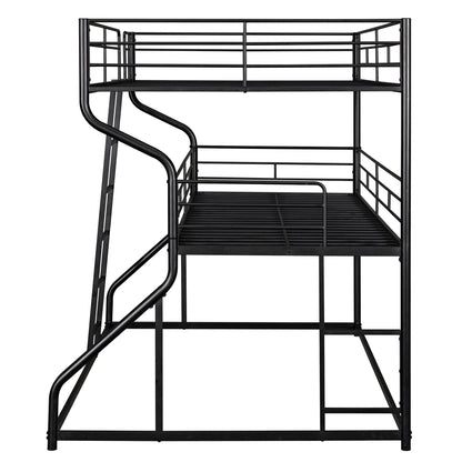 Full XL over Twin XL over Queen Size Triple Bunk Bed with Long and Short Ladder - Shello's Creative Boutique