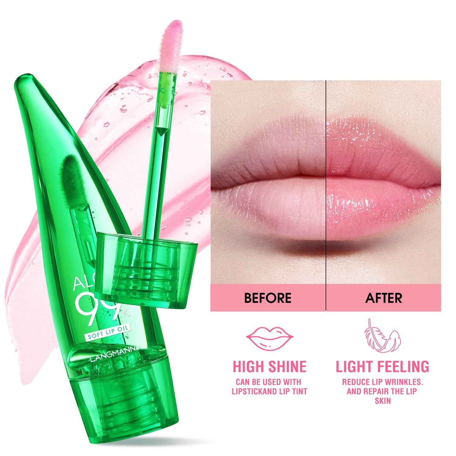 Aloe Vera Lip gloss, temperature-sensitive colour-changing lip glaze, Lip Oil