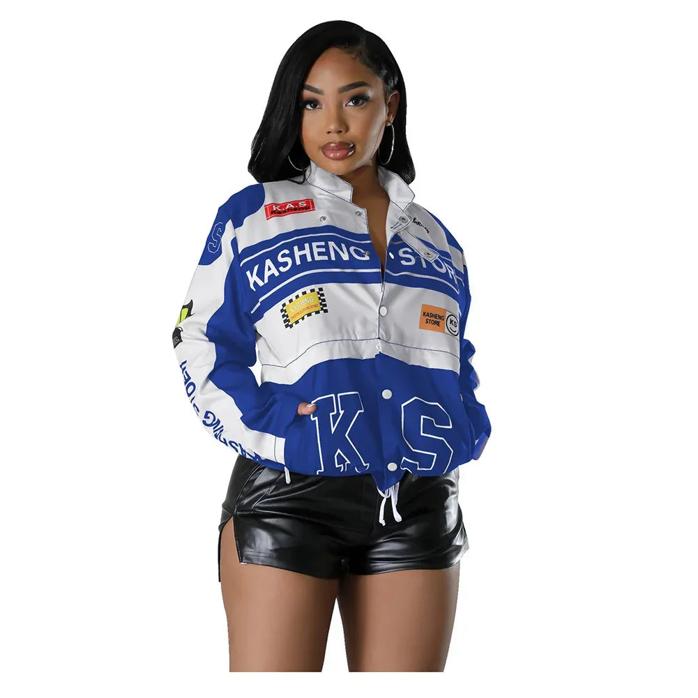 New autumn and winter detachable two-wear motorcycle jacket cool silk cotton printed cardigan jacket - Shello's Creative Boutique