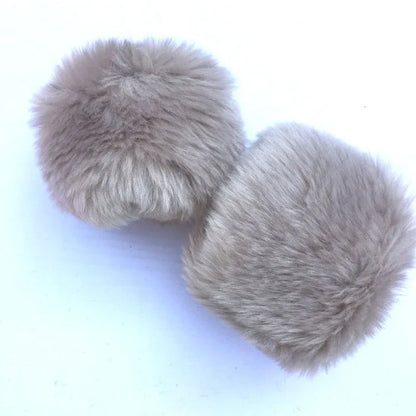 Luxe Winter Wrist Gloves – Faux Rabbit Fur with Oversized Sleeves - Shello's Creative Boutique