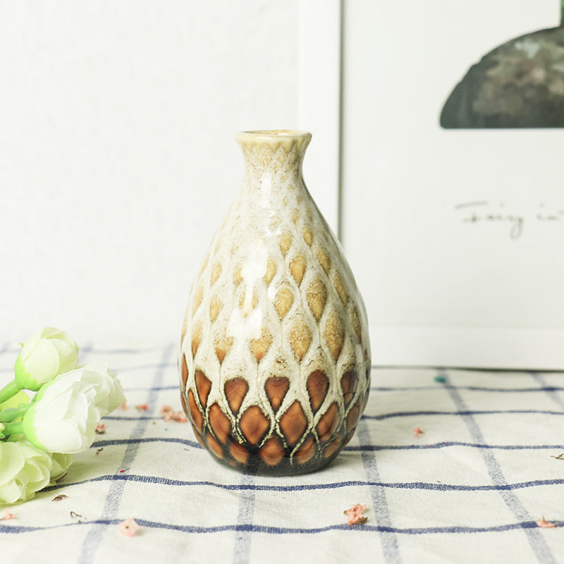 Ceramic Aromatherapy Bottle Creative Home Mini Ceramic Vase Ornament Decoration Hydroponic Small Vase Concave Bottle Convex Bottle eprolo