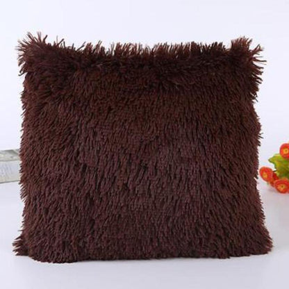 Solid Soft Plush Faux Fur  Decorative Cushion Cover Throw Pillows For Sofa Car Chair Hotel Home Decoration