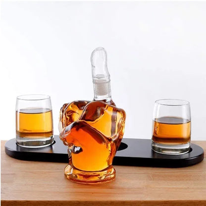 The Wine Savant Middle Finger Decanter Novelty Whiskey & Wine Decanter Set - Shello's Creative Boutique