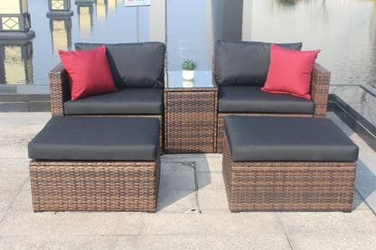 Luxury 5-Piece Outdoor Patio Furniture Set - Premium Wicker Sectional Sofa