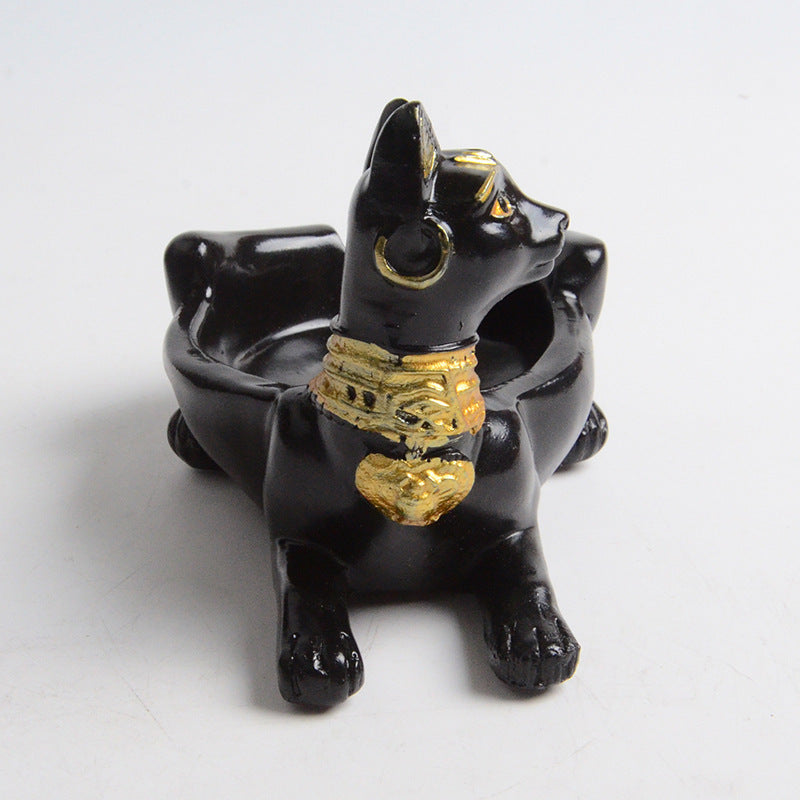 Ashtray Ornament Creative Egyptian Anubis & Cat& pharaoh Ashtray Resin Crafts office living room desktop home decoration eprolo