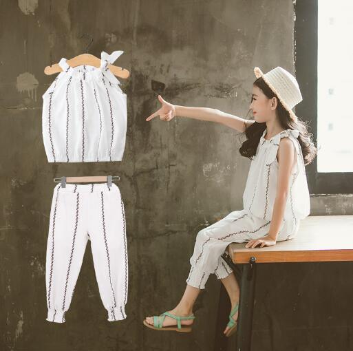 Girls Clothing Sets Summer Children Sports Suit Striped Tops + Pants Two-piece Sets KidsTracksuit Teenager Girls Clothes - Shello's Creative Boutique