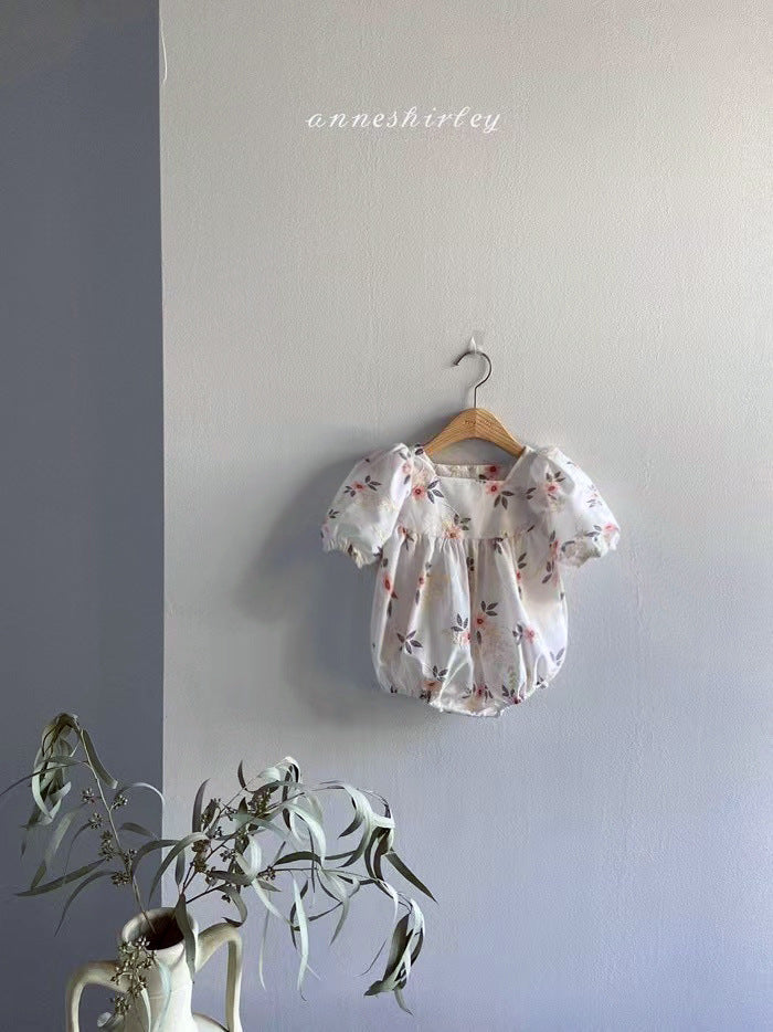 Clothing Baby Girl's One-Piece Summer Clothing Foreign Style Baby Romper Flower Puff Sleeves Toddler's Fart Romper Shello Creative Boutique