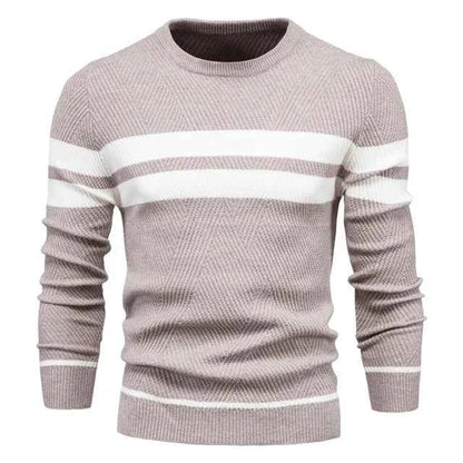 New Autumn Pullover Men's O-neck Patchwork Long Sleeve Warm Slim Sweaters Casual Fashion Sweater