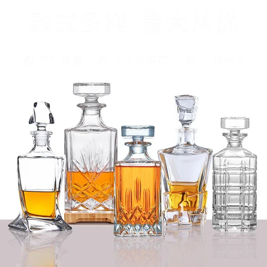 Crystal Glass Whiskey Decanter, Lead-Free, Luxury Barware, Wine Bottle, Home Party, 750ml eprolo
