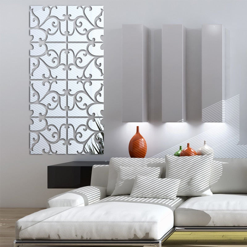3D Wall stickers decorative living home modern acrylic large mirror still life surface fashion diy wall sticker eprolo