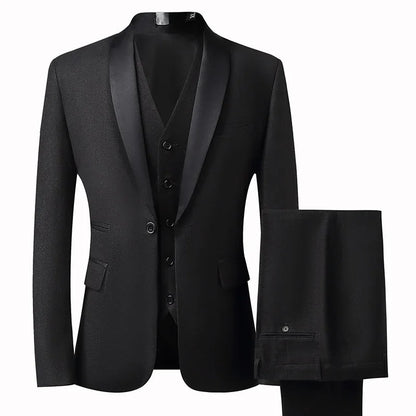 Suit Groom Suit Set Men's Three Piece Slim Fit Korean Version Wedding Dress Business Casual Handsome Suit - Shello's Creative Boutique