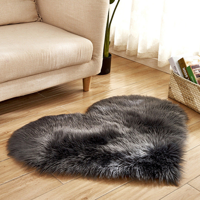 Love Heart Rugs Artificial Wool Hairy Carpet Faux Floor Mat Fur Plain Fluffy Area Rug Soft Living Room Carpet Bedroom Floor Mat eprolo