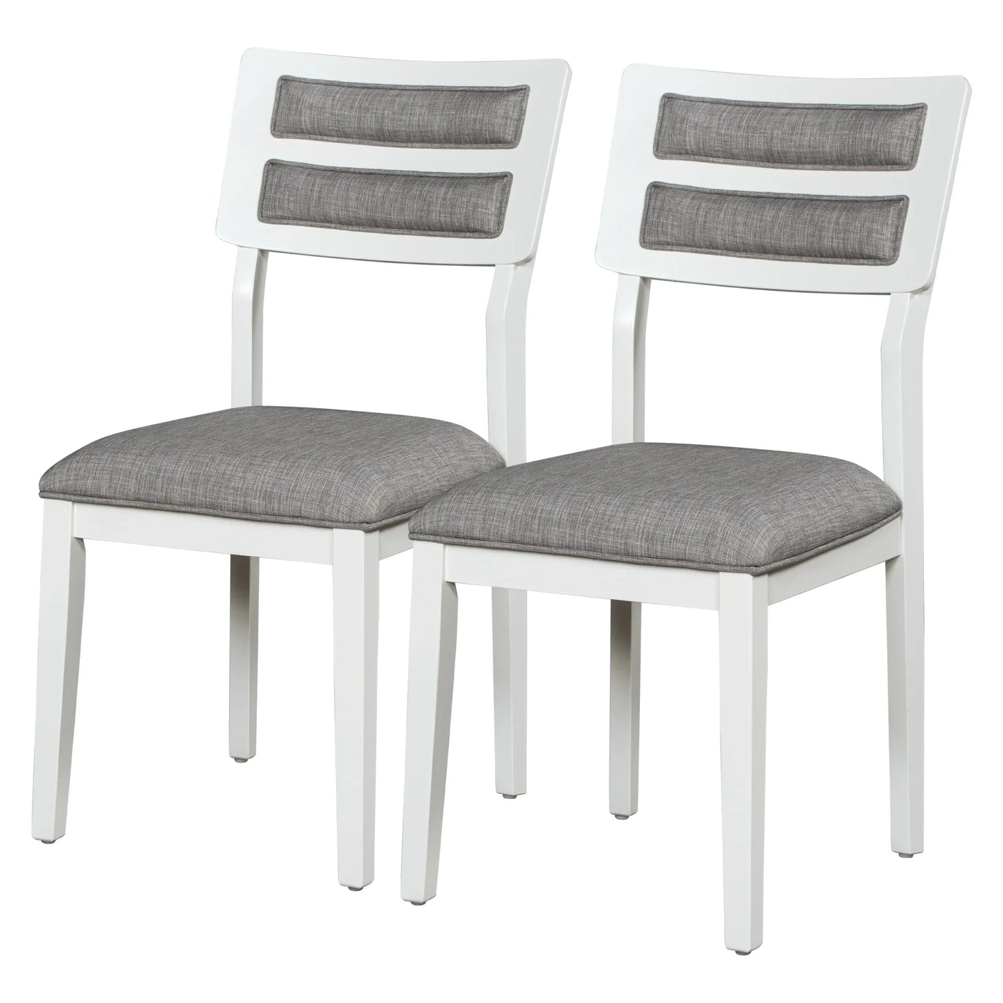 TREXM Classic and Traditional Style 6 - Piece Dining Set, Includes Dining Table 4 Upholstered Chairs & Bench (White+Gray) - Shello's Creative Boutique