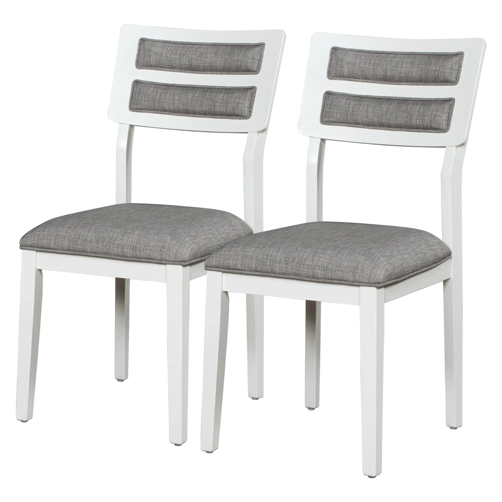 TREXM Classic and Traditional Style 6 - Piece Dining Set, Includes Dining Table 4 Upholstered Chairs & Bench (White+Gray) - Shello's Creative Boutique