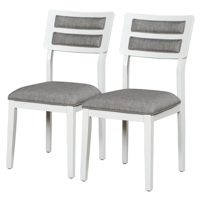 TREXM Classic and Traditional Style 6 - Piece Dining Set, Includes Dining Table 4 Upholstered Chairs & Bench (White+Gray) - Shello's Creative Boutique