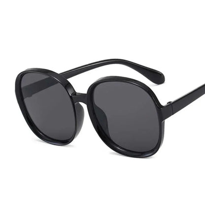 New Round Frame Sunglasses Women Retro Brand Designer Brown Black Oversized Lady Sun Glasses - Shello's Creative Boutique