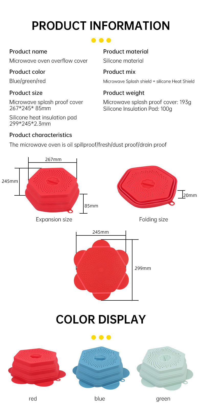 Microwave Oven Anti Spluttering Lid Collapsible Silicone Microwave Food Cover with Plate Microwave Cover lids eprolo