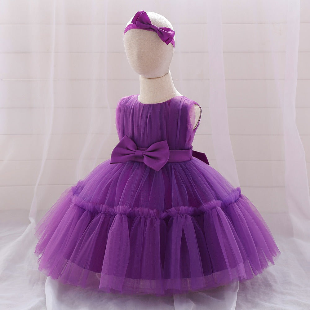 Children's mesh dress princess dress baby fluffy dress baby one year old wedding dress evening dress eprolo