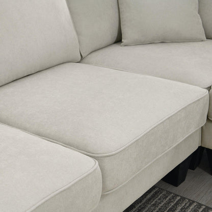Modern U-Shape Sectional Sofa – 7-Seat Fabric Sofa Set with Pillows for Living Room, Apartment & Office - Shello's Creative Boutique