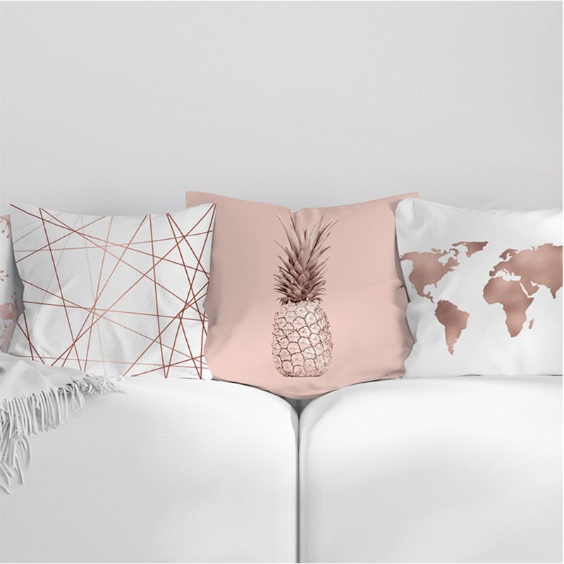 Rose Gold Pineapple Glitter Pillow Case - Glamorous 45x45cm Cushion Cover