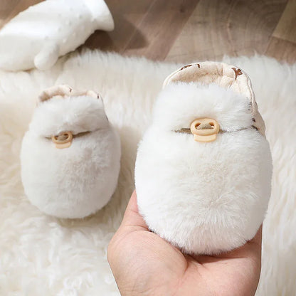 Newborn Plush Footwear Winter Thickened And Padded Infant Soft Bottom Step Front Shoes Warm Fur Baby Toddler Shoes - Shello's Creative Boutique
