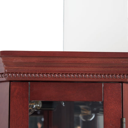 Corner Curio cabinet with lights, adjustable tempered glass frame, display cabinet, cherry color (excluding E26 light bulbs) eprolo