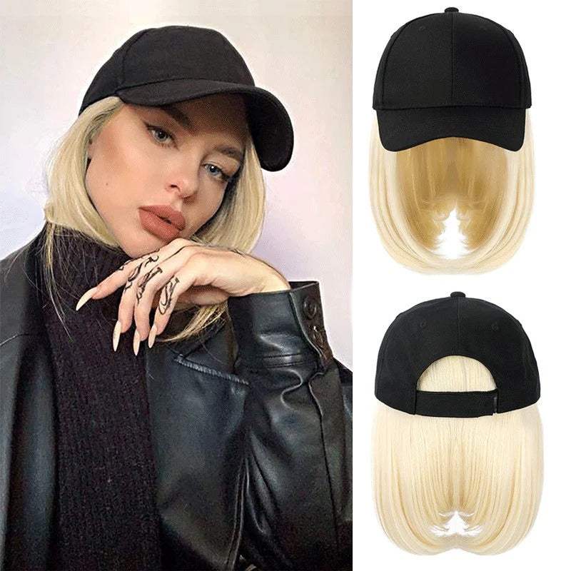 Wig Women's Hooded Wig European and American Personalized Short Straight Hair Chemical Fiber Wig Multi Color Wigs Headcover eprolo