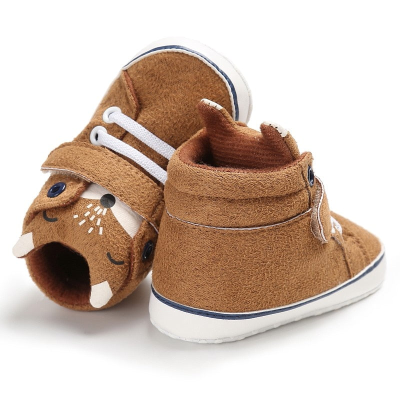 Baby Autumn Shoes Kid Boy Girl Fox Head Lace Cotton Cloth First Walker Anti-slip Soft Sole Toddler Sneaker 1 Pair eprolo
