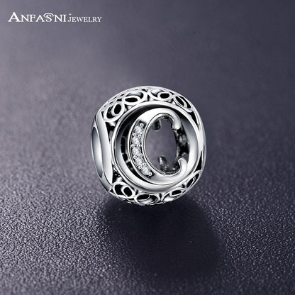 Real 925 Sterling Silver Vintage Clear Letter Bead Charms Fit Pandora Women Charm Bracelets Silver Jewelry eprolo