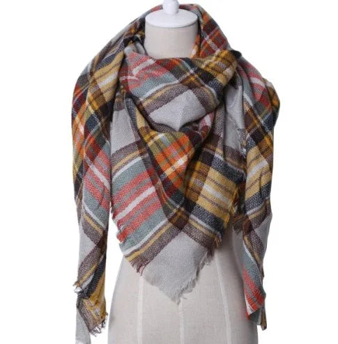 Winter Triangle Scarf For Women Brand Designer Shawl Cashmere Plaid Scarves Blanket Wholesale Drops - Shello's Creative Boutique